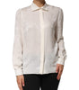Dolce & Gabbana - Haut chemise à manches longues et col en soie blanche