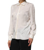 Dolce & Gabbana - Haut chemise à manches longues et col en soie blanche