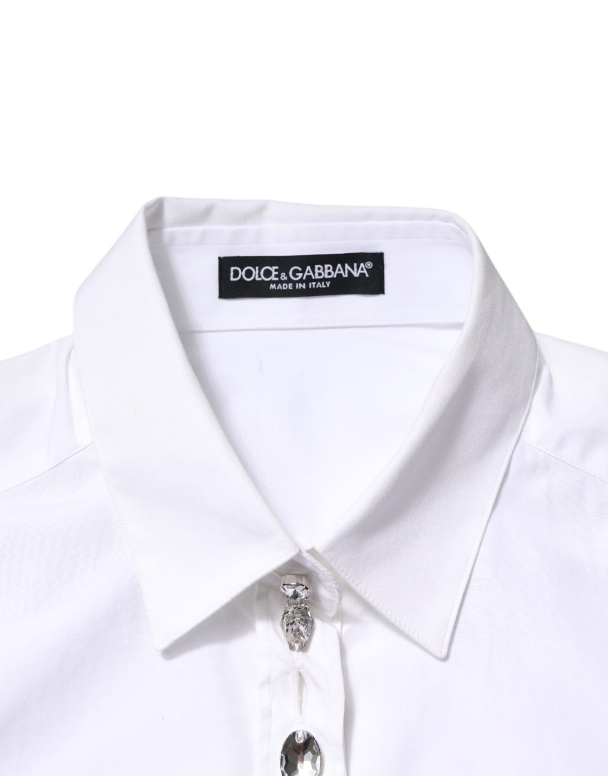 Dolce & Gabbana - Haut à col blanc orné de cristaux