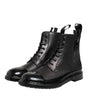 Dolce & Gabbana Brown Black Lace Up Mid Calf Men Boots Shoes