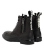 Dolce & Gabbana Brown Black Lace Up Mid Calf Men Boots Shoes