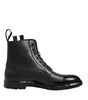 Dolce & Gabbana Brown Black Lace Up Mid Calf Men Boots Shoes