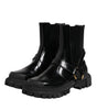 Dolce & Gabbana Black Leather Chelsea Men Short Boots Shoes