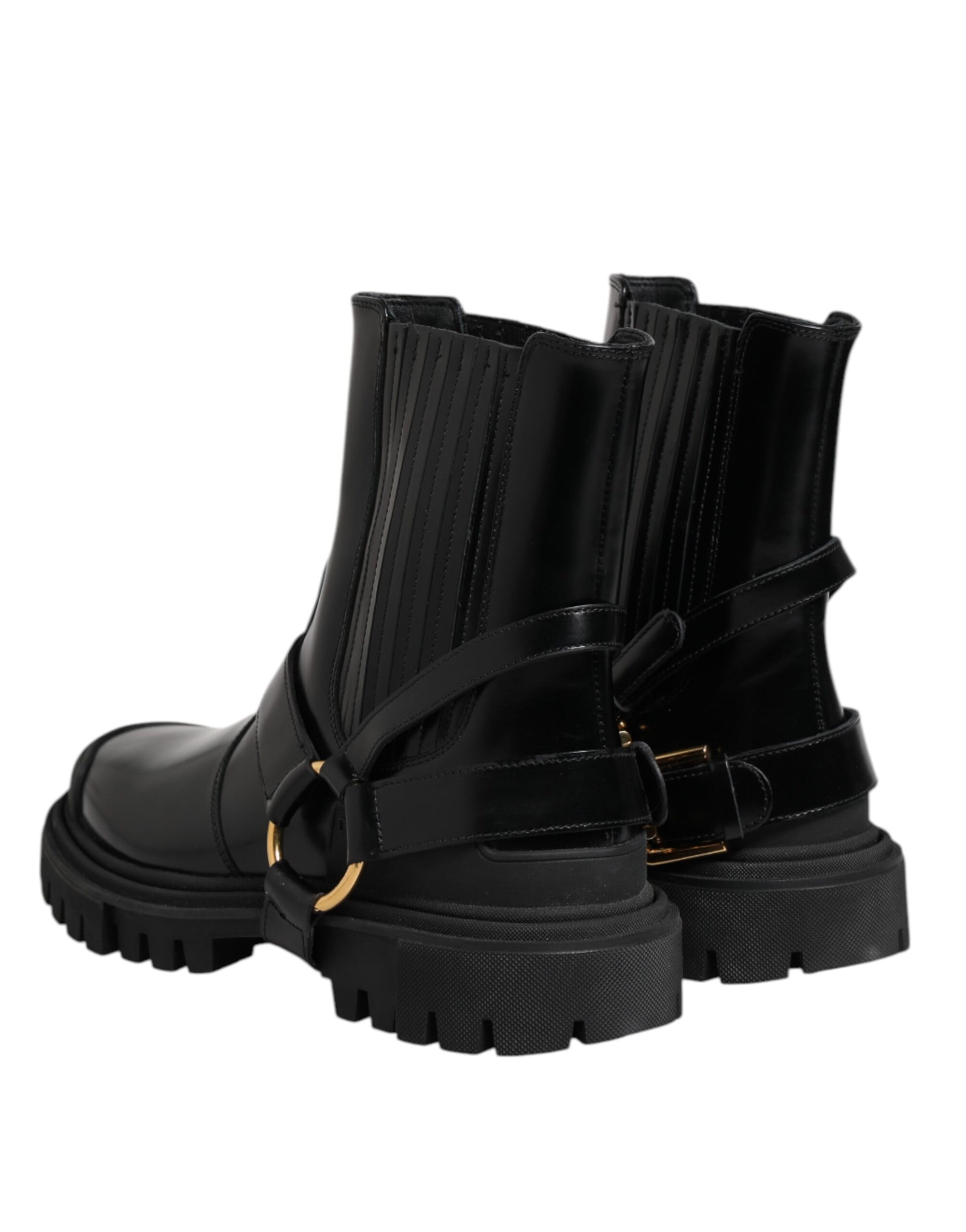 Dolce & Gabbana Black Leather Chelsea Men Short Boots Shoes