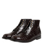 Dolce & Gabbana Dark Brown Leather Lace Up Short Boots Shoes