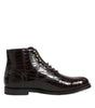 Dolce & Gabbana Dark Brown Leather Lace Up Short Boots Shoes