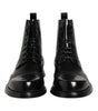 Bottes mi-mollet à lacets en cuir noir Dolce & Gabbana