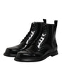 Bottes mi-mollet à lacets en cuir noir Dolce & Gabbana