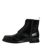 Bottes mi-mollet à lacets en cuir noir Dolce & Gabbana
