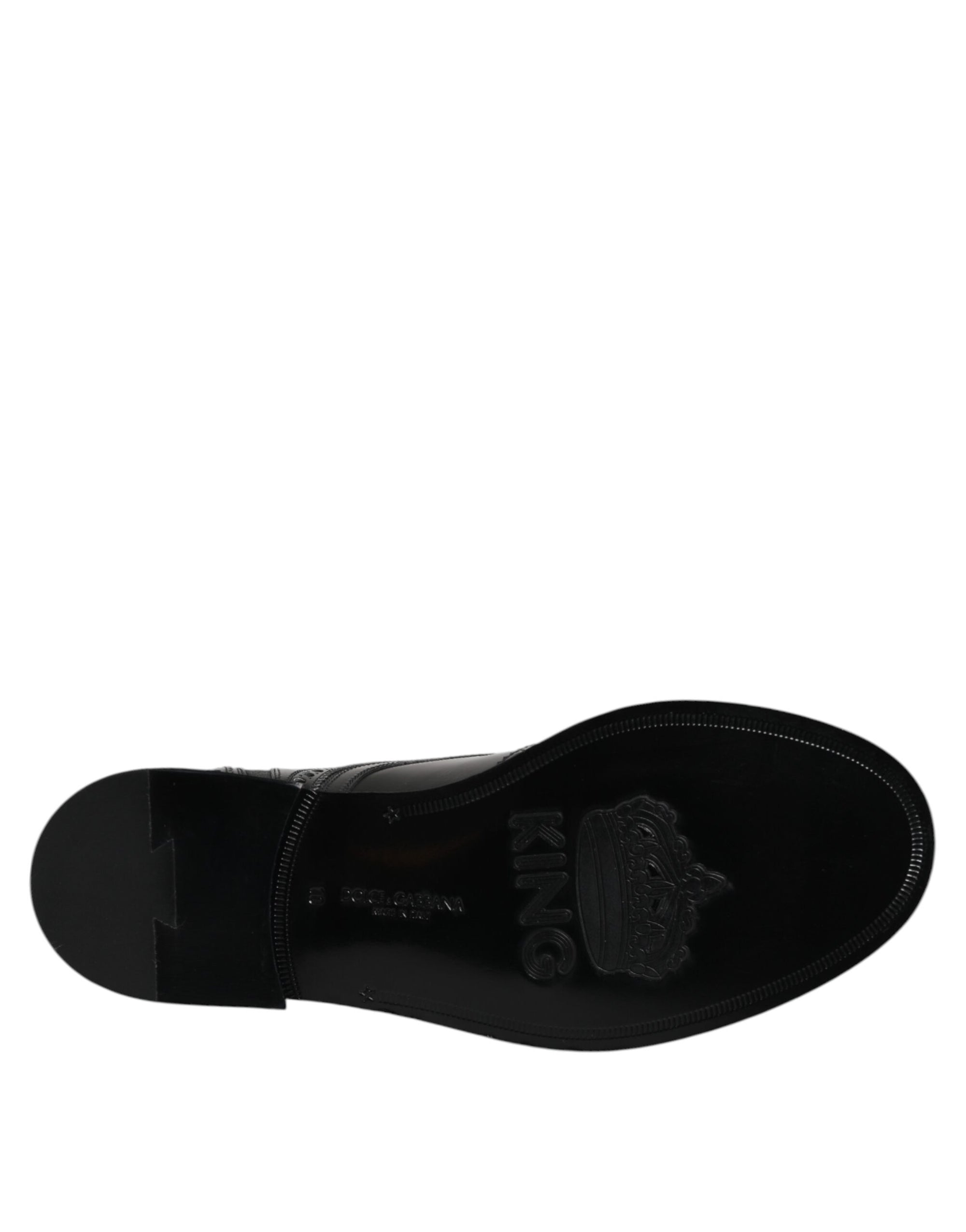 Bottes mi-mollet à lacets en cuir noir Dolce & Gabbana