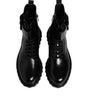 Dolce & Gabbana Black Leather Lace Up Mid Calf Boots Shoes