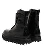 Dolce & Gabbana Black Leather Lace Up Mid Calf Boots Shoes