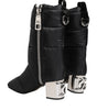 Dolce & Gabbana Black Padded Mid Calf Logo Heel Boots Shoes