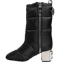 Dolce & Gabbana Black Padded Mid Calf Logo Heel Boots Shoes
