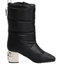 Dolce & Gabbana Black Padded Mid Calf Logo Heel Boots Shoes