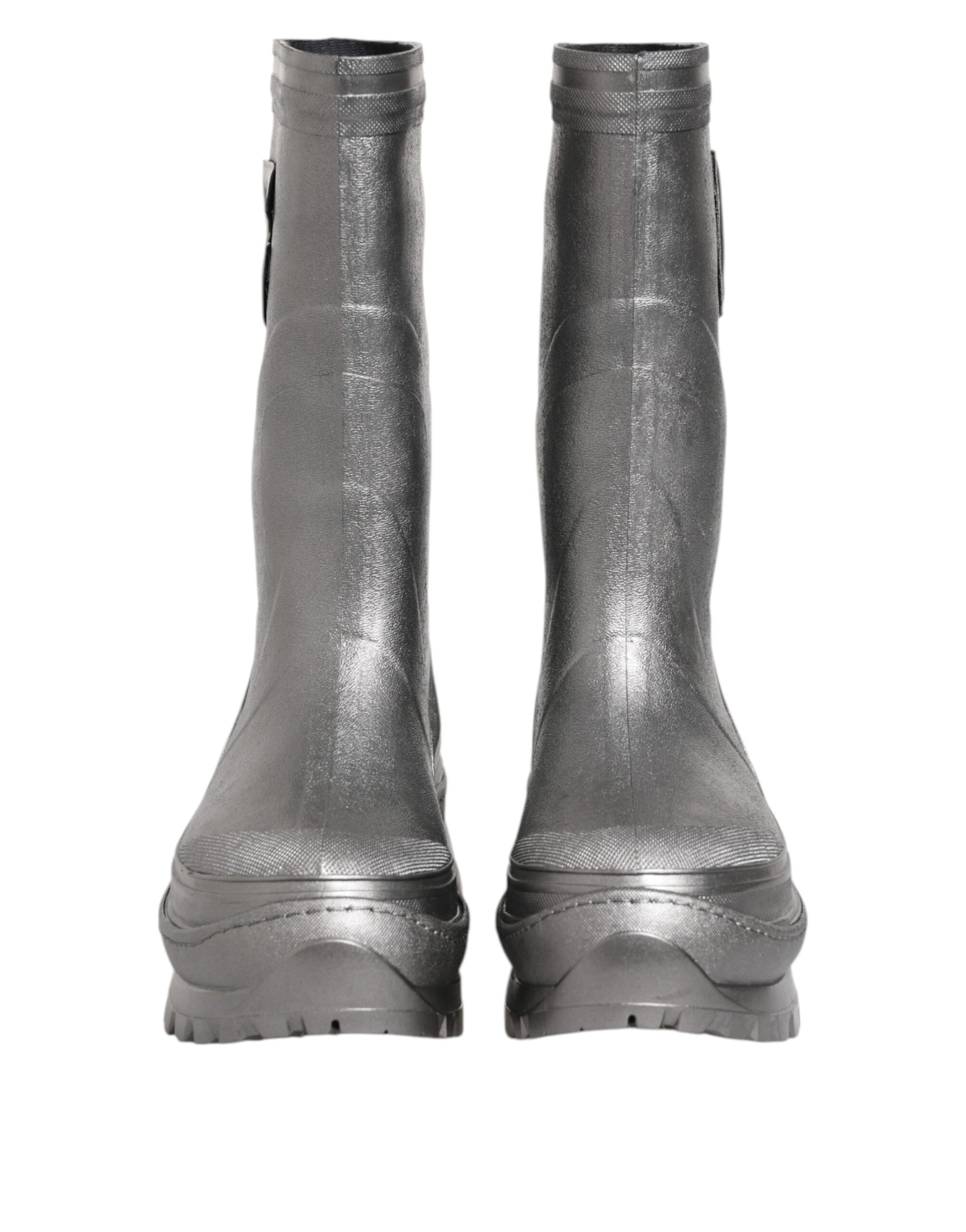 Bottes de pluie à enfiler Dolce &amp; Gabbana argentées métallisées