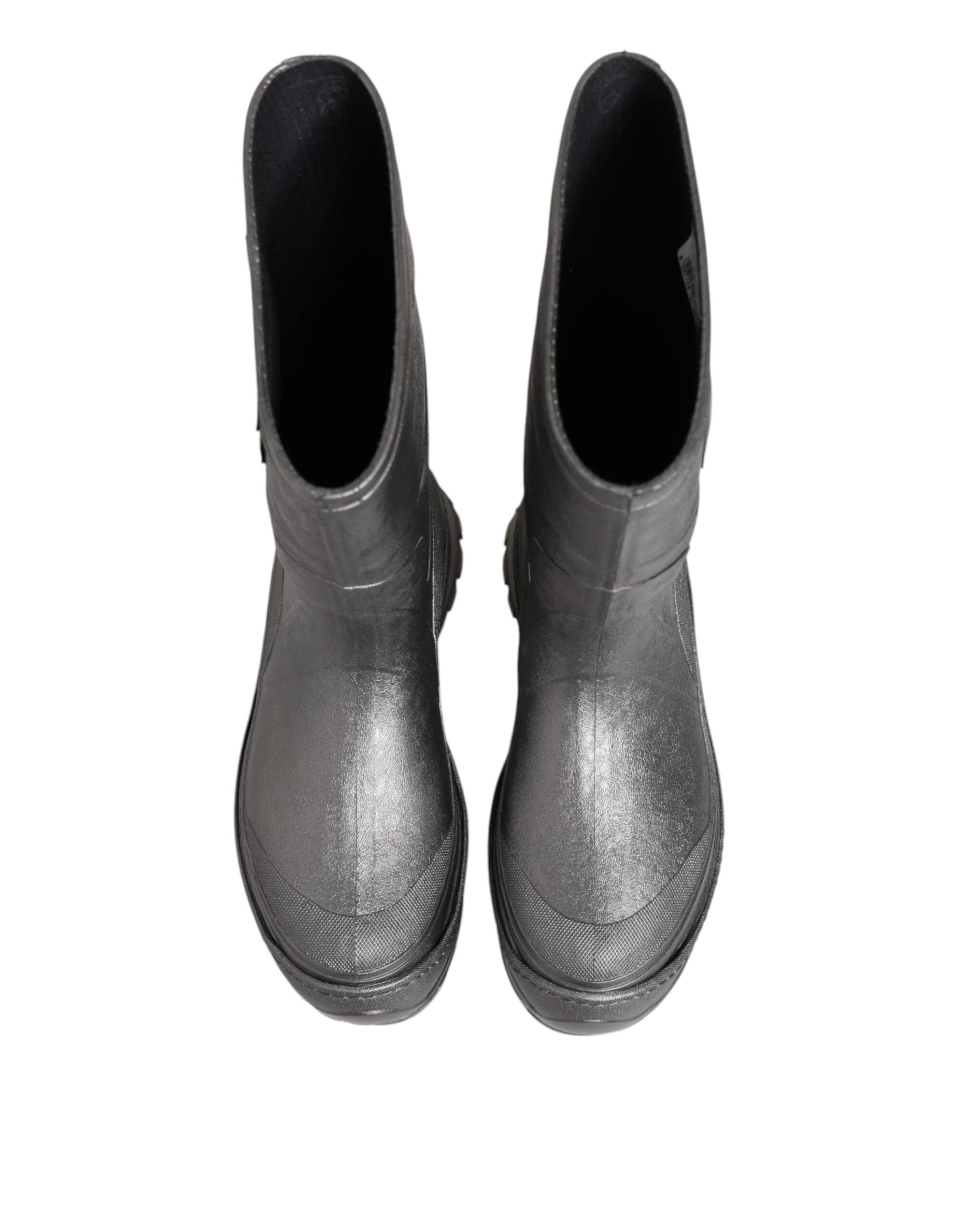 Bottes de pluie à enfiler Dolce &amp; Gabbana argentées métallisées