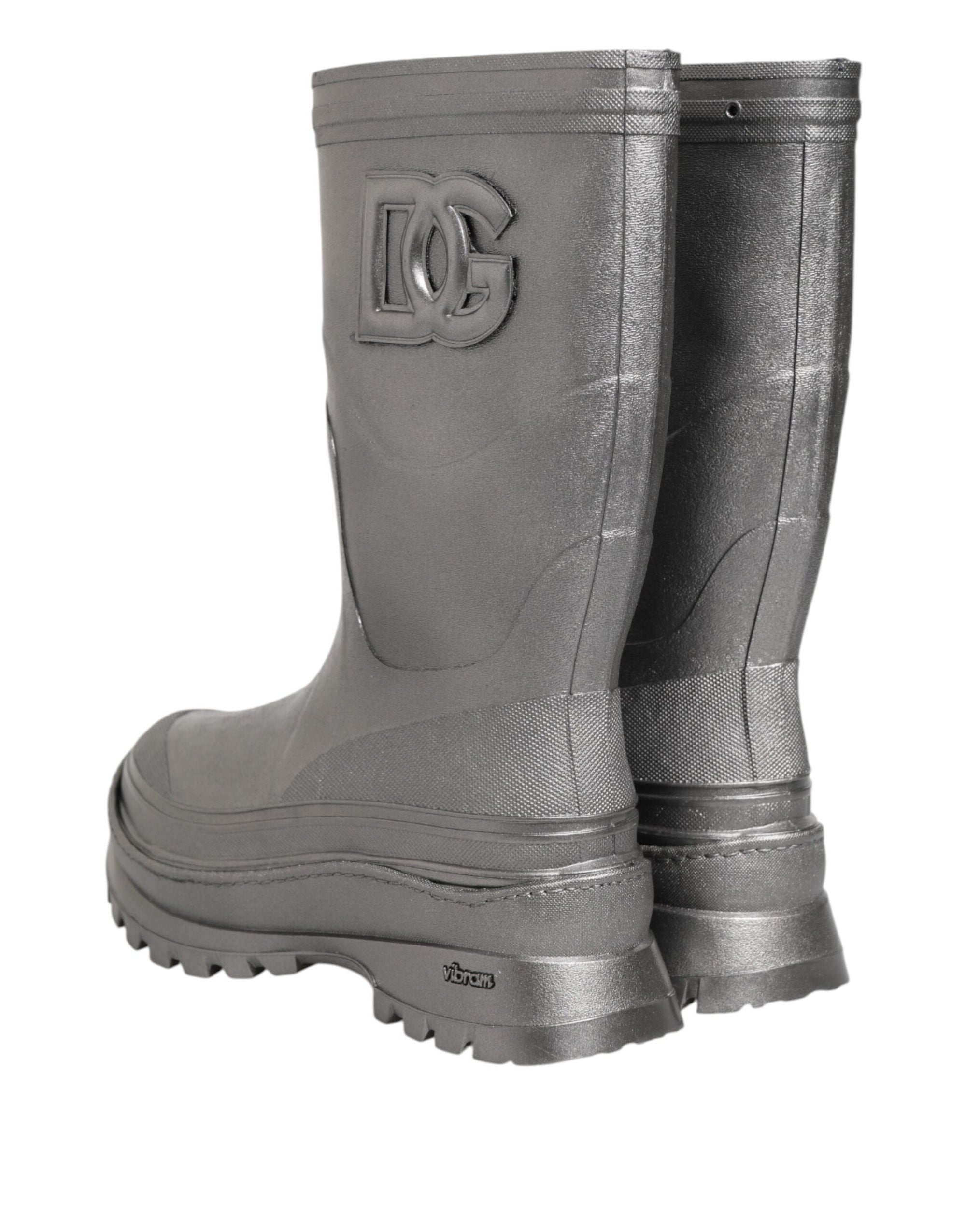 Bottes de pluie à enfiler Dolce &amp; Gabbana argentées métallisées