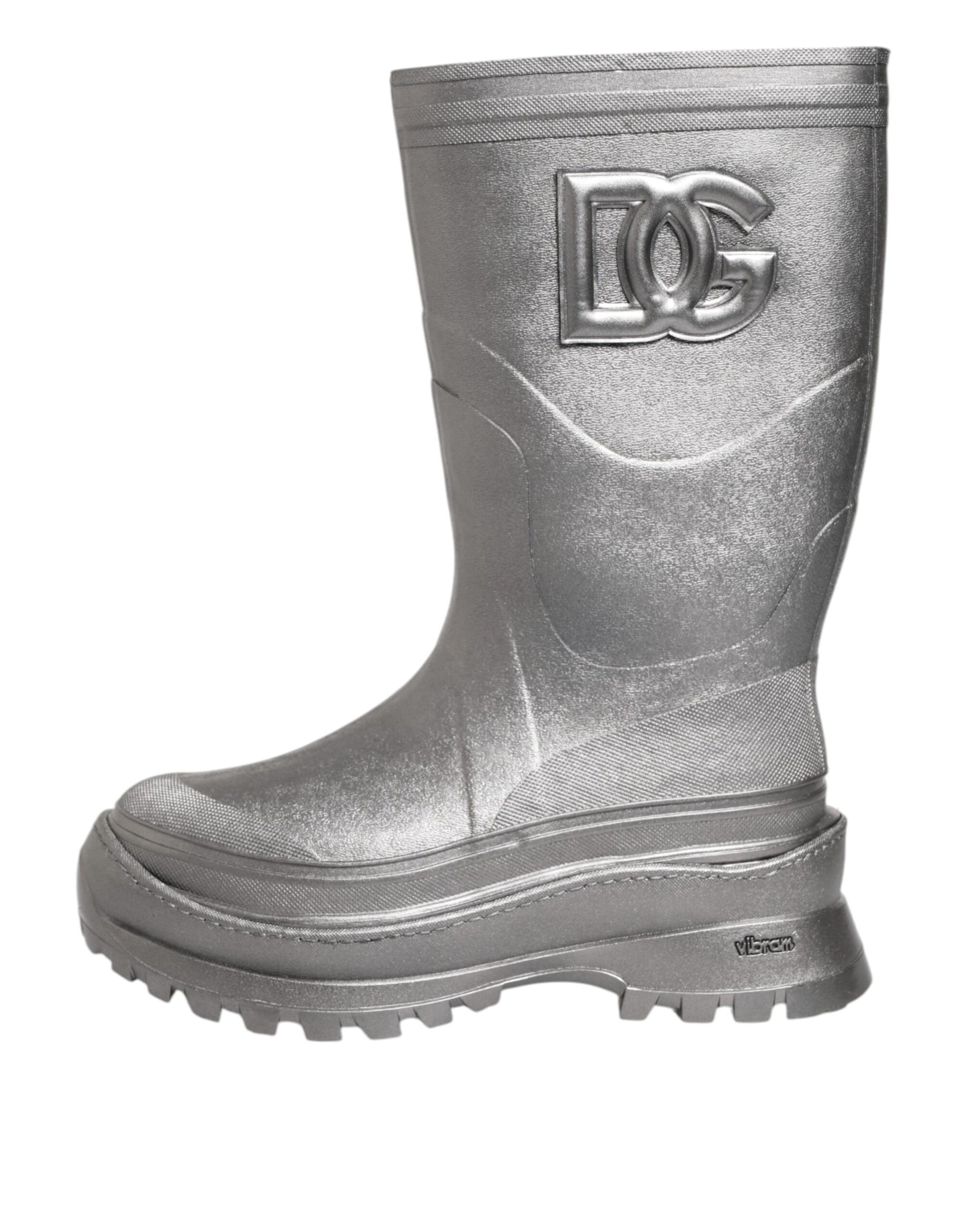 Bottes de pluie à enfiler Dolce &amp; Gabbana argentées métallisées