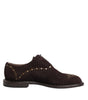 Dolce & Gabbana Brown Velvet Lace Up Oxford Dress Shoes