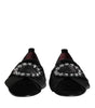 Dolce & Gabbana Black VATICANO Crystal Ribbon Slip On Shoes