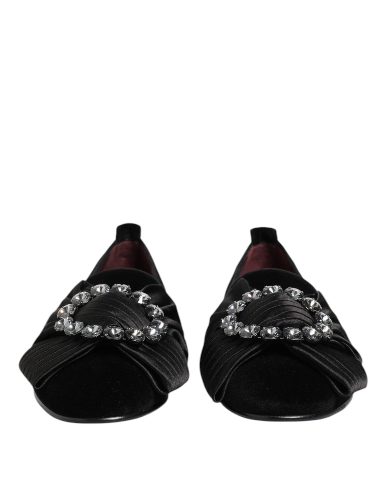 Dolce &amp; Gabbana Black VATICAN Crystal Ribbon Slip On Shoes