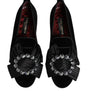 Dolce & Gabbana Black VATICANO Crystal Ribbon Slip On Shoes