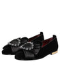 Dolce & Gabbana Black VATICANO Crystal Ribbon Slip On Shoes