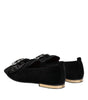 Dolce & Gabbana Black VATICANO Crystal Ribbon Slip On Shoes