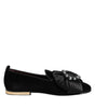 Dolce & Gabbana Black VATICANO Crystal Ribbon Slip On Shoes