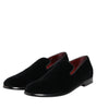 Dolce & Gabbana Black Velvet Loafers Formal Men Dress Shoes
