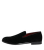 Dolce & Gabbana Black Velvet Loafers Formal Men Dress Shoes