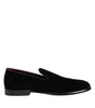 Dolce & Gabbana Black Velvet Loafers Formal Men Dress Shoes