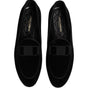 Dolce & Gabbana Black Velvet Loafers Formal Men Dress Shoes
