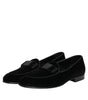 Dolce & Gabbana Black Velvet Loafers Formal Men Dress Shoes