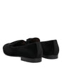 Dolce & Gabbana Black Velvet Loafers Formal Men Dress Shoes