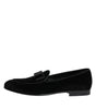 Dolce & Gabbana Black Velvet Loafers Formal Men Dress Shoes