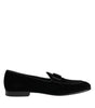Dolce & Gabbana Black Velvet Loafers Formal Men Dress Shoes