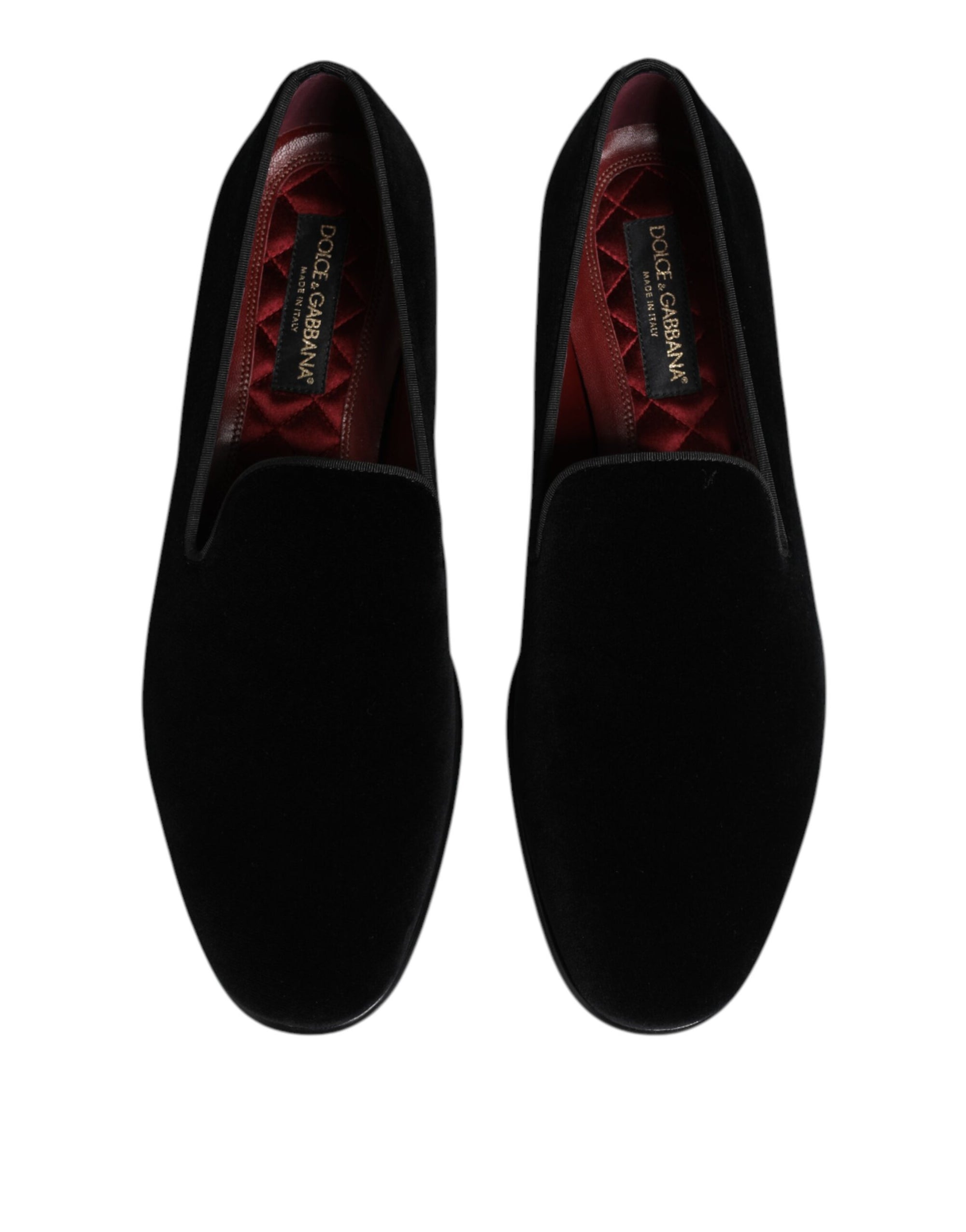 Mocassins à enfiler en velours noir Dolce &amp; Gabbana pour hommes