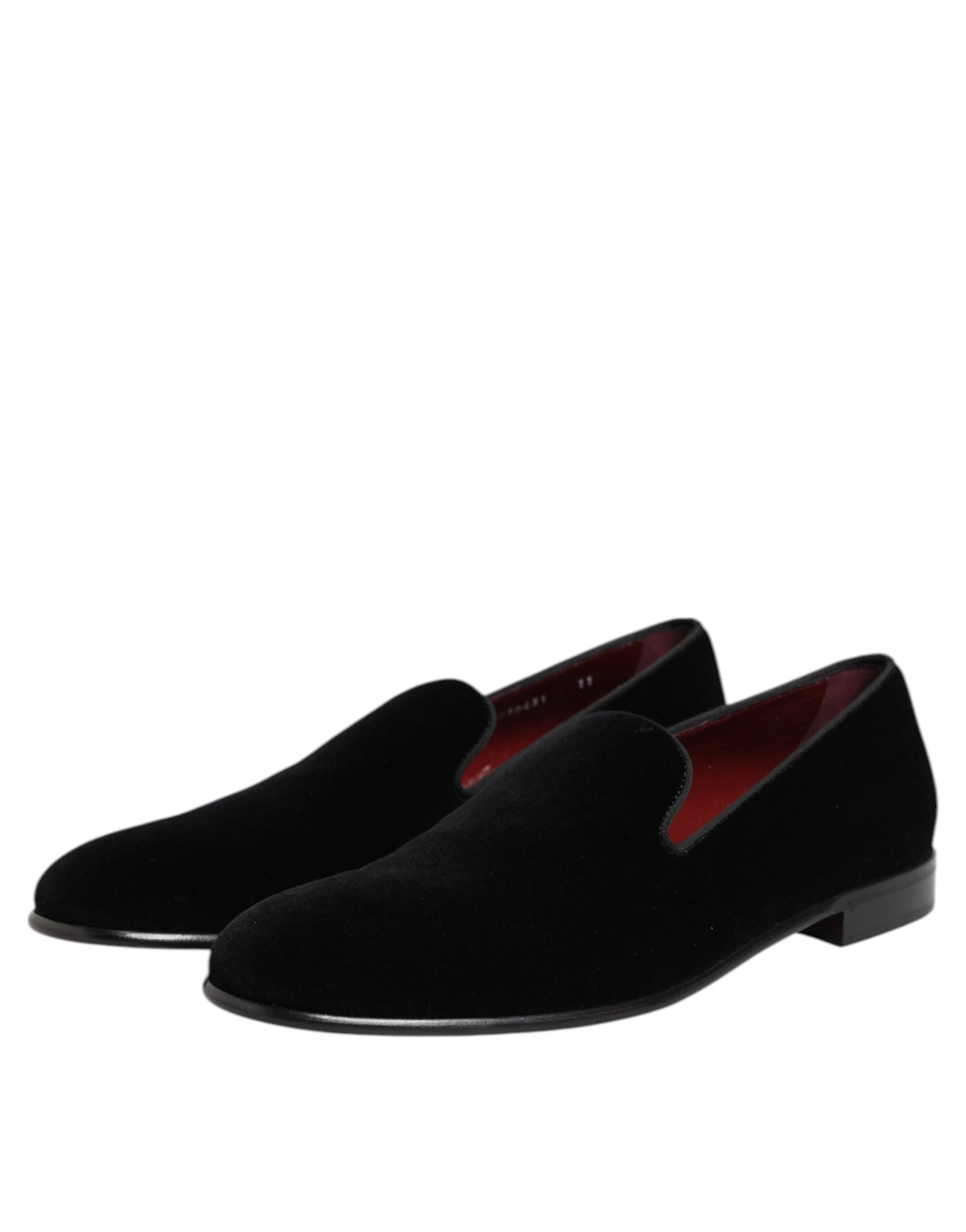 Mocassins à enfiler en velours noir Dolce &amp; Gabbana pour hommes