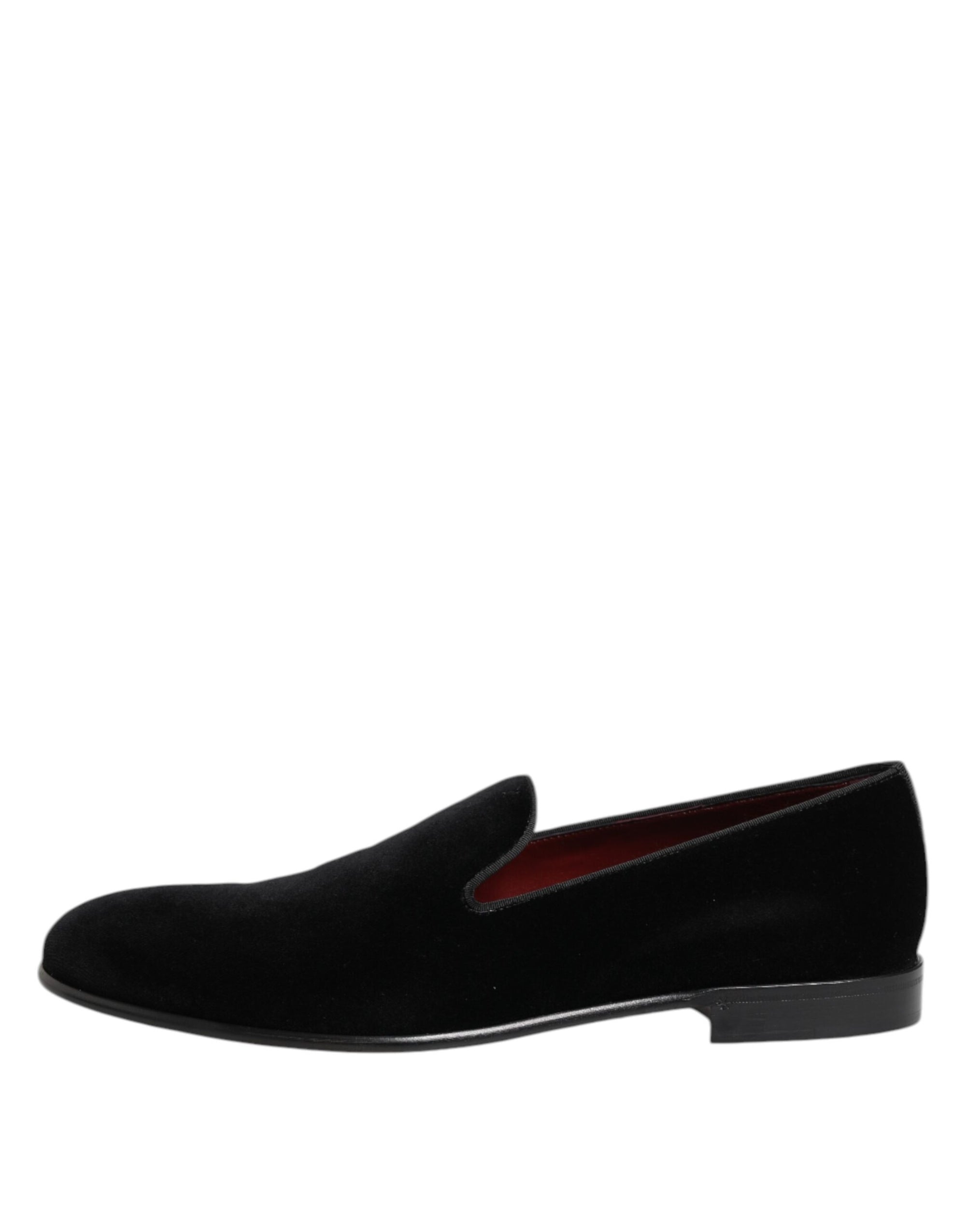 Mocassins à enfiler en velours noir Dolce &amp; Gabbana pour hommes