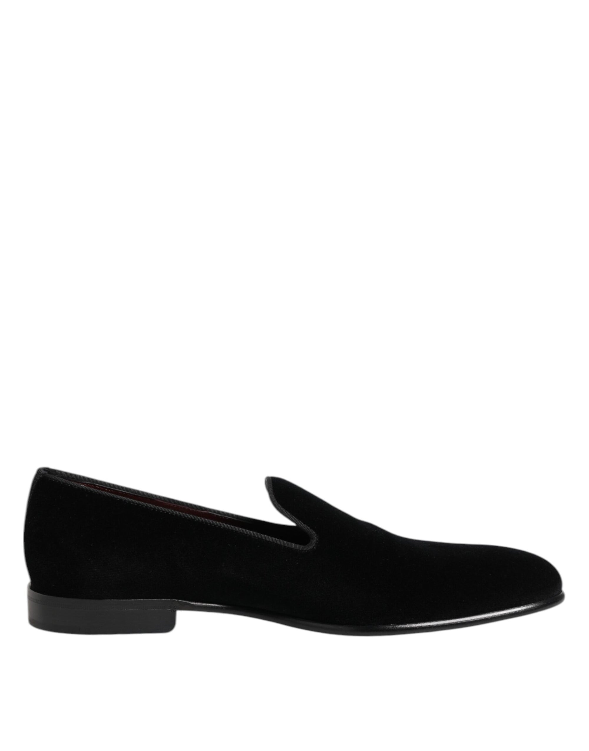 Mocassins à enfiler en velours noir Dolce &amp; Gabbana pour hommes