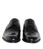 Dolce & Gabbana Navy Blue Leather Lace Up Derby Formal Shoes