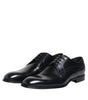 Dolce & Gabbana Navy Blue Leather Lace Up Derby Formal Shoes