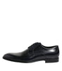 Dolce & Gabbana Navy Blue Leather Lace Up Derby Formal Shoes