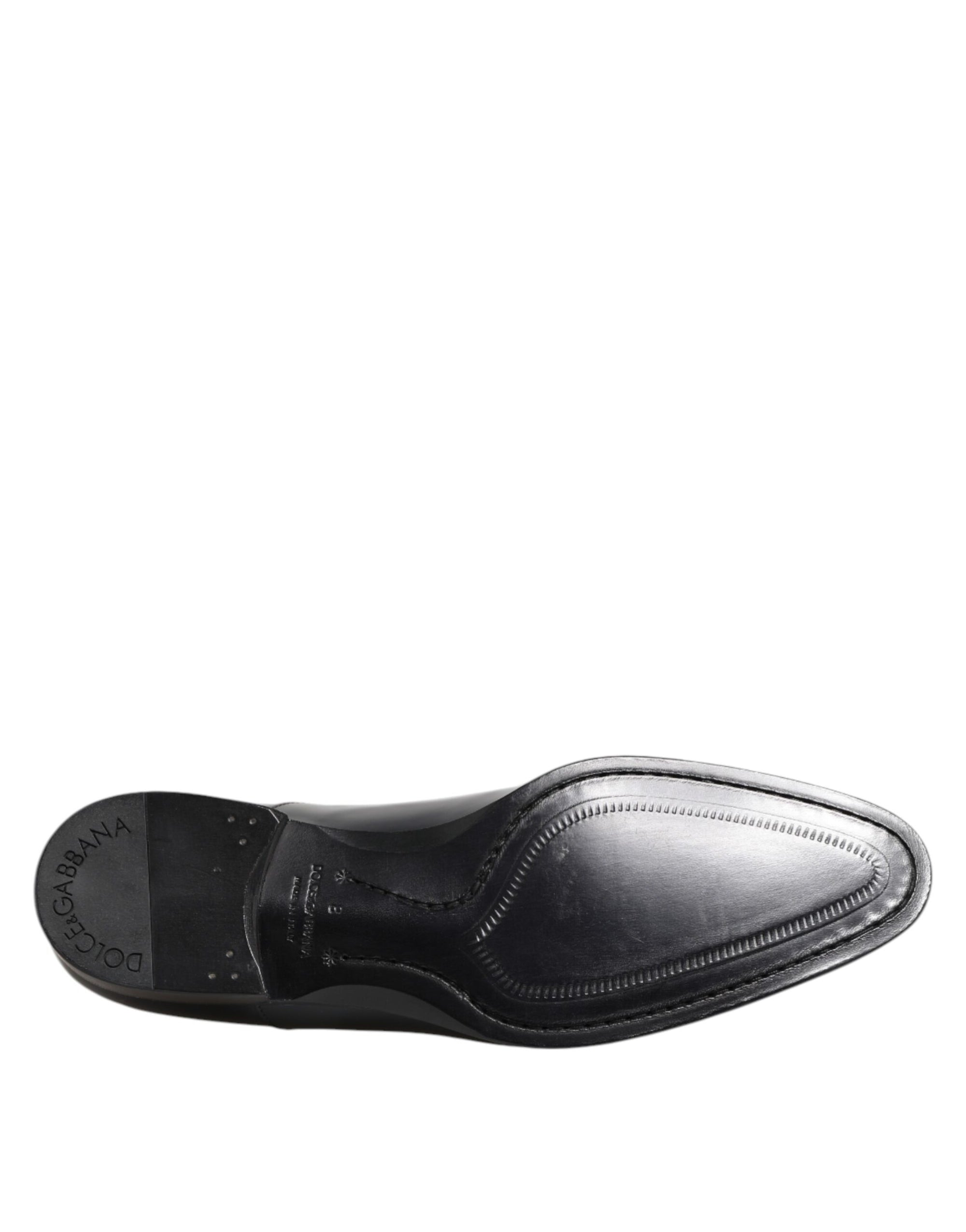 Dolce & Gabbana Navy Blue Leather Lace Up Derby Formal Shoes