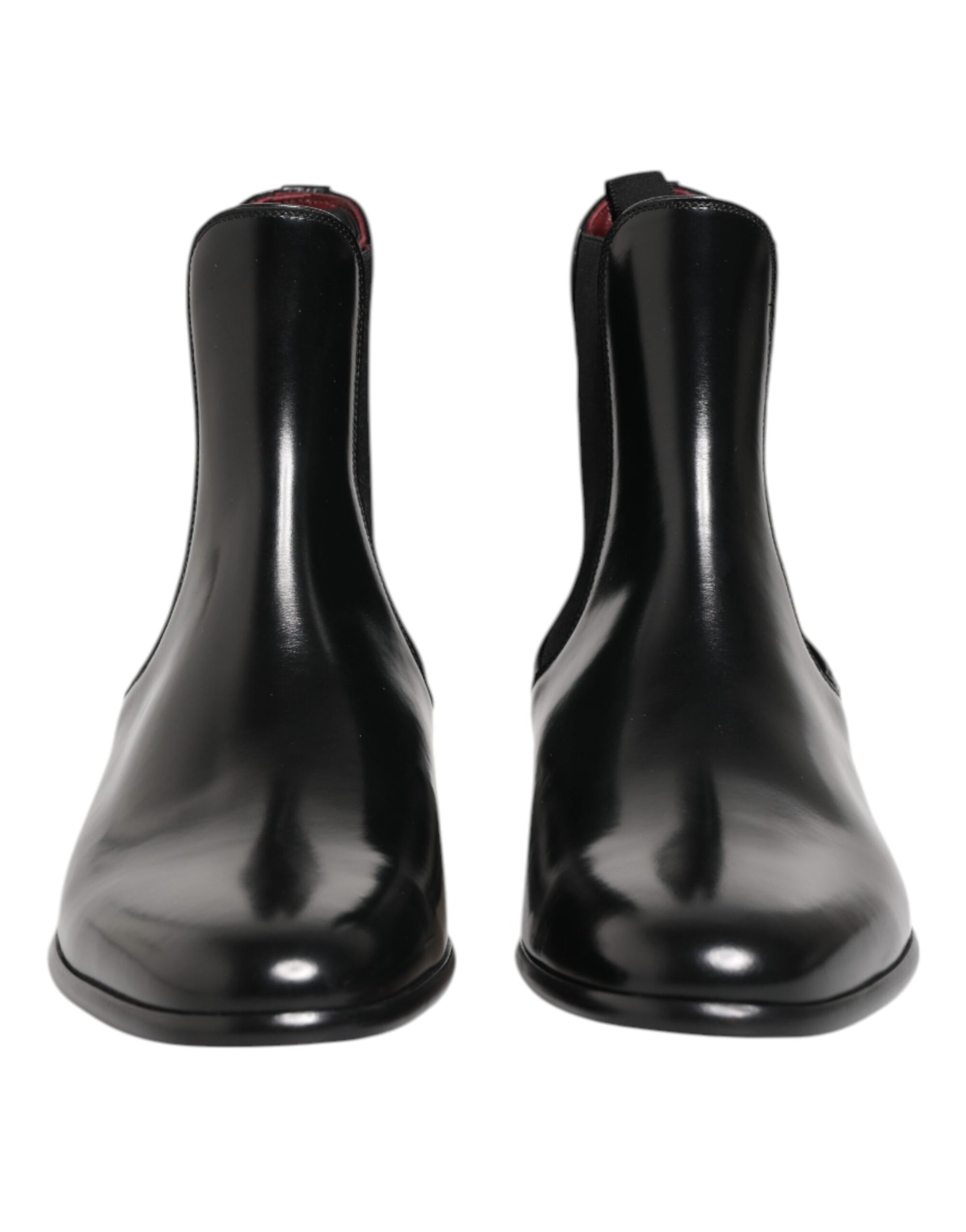 Bottes mi-mollet en cuir noir Dolce & Gabbana