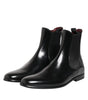 Bottes mi-mollet en cuir noir Dolce & Gabbana