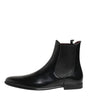 Bottes mi-mollet en cuir noir Dolce & Gabbana