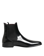 Bottes mi-mollet en cuir noir Dolce & Gabbana